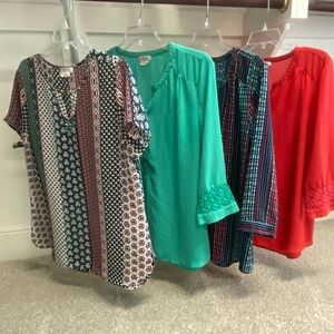 Van Heusen Women's Blouse Set - Red, Teal, Multicolor Size Large